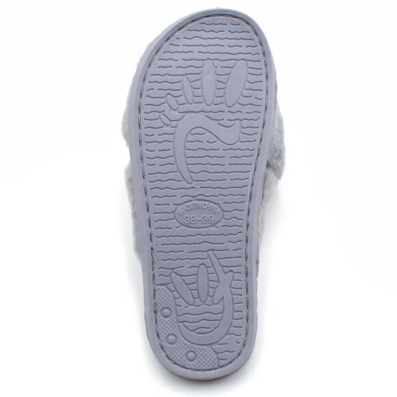 Women's Fuzzy Slippers House Slippers Cross Band Slippers Indoor Outdoor - Picture 6 of 7